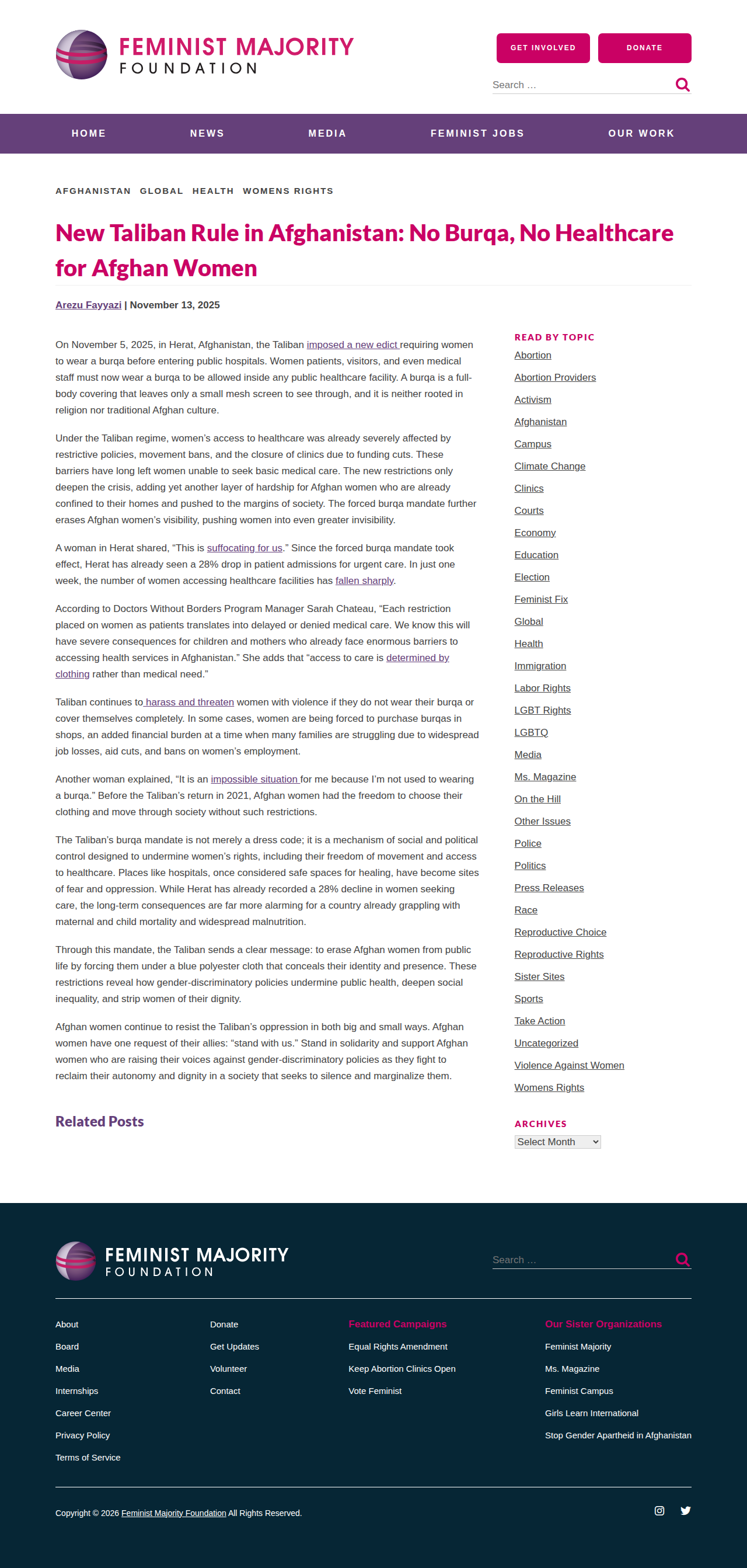 Feminist Majority Foundation screenshot