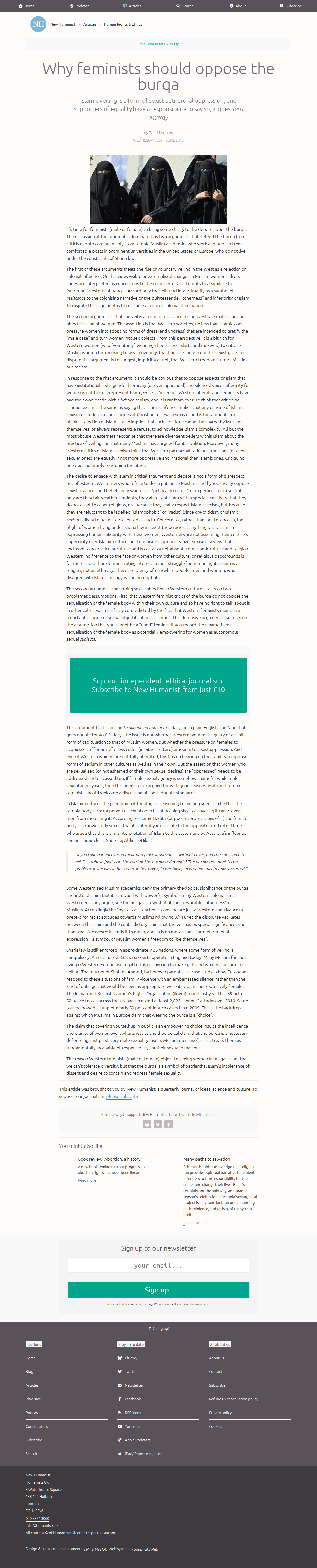 New Humanist article screenshot