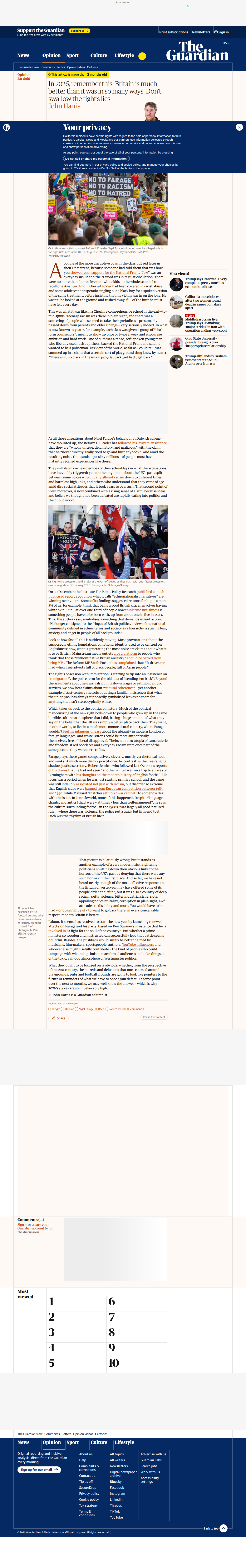 Guardian John Harris ethnonationalism lies