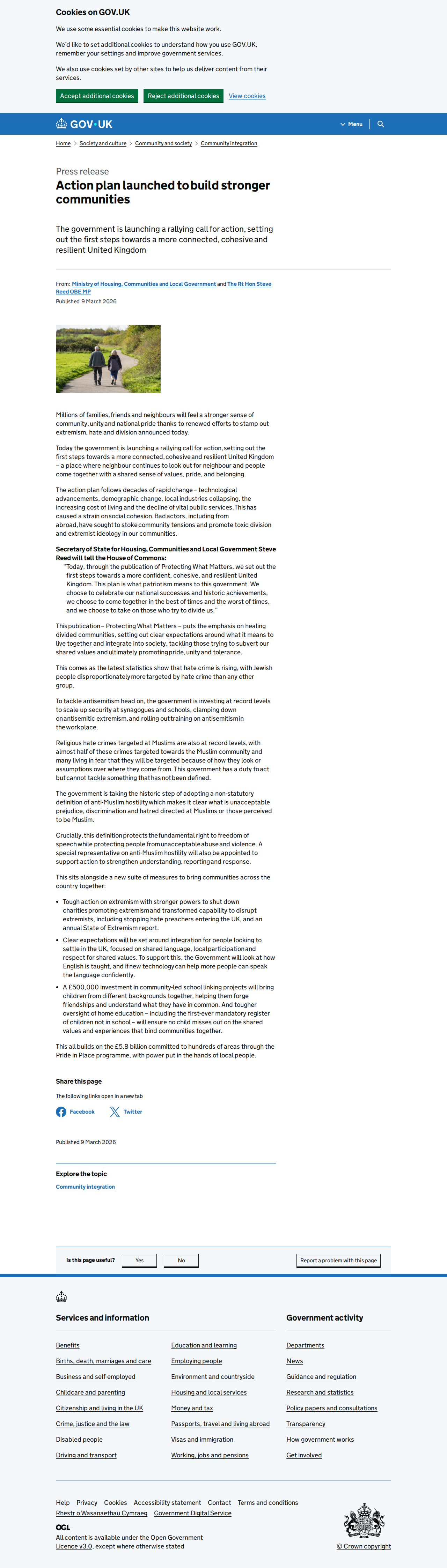 MHCLG action plan press release