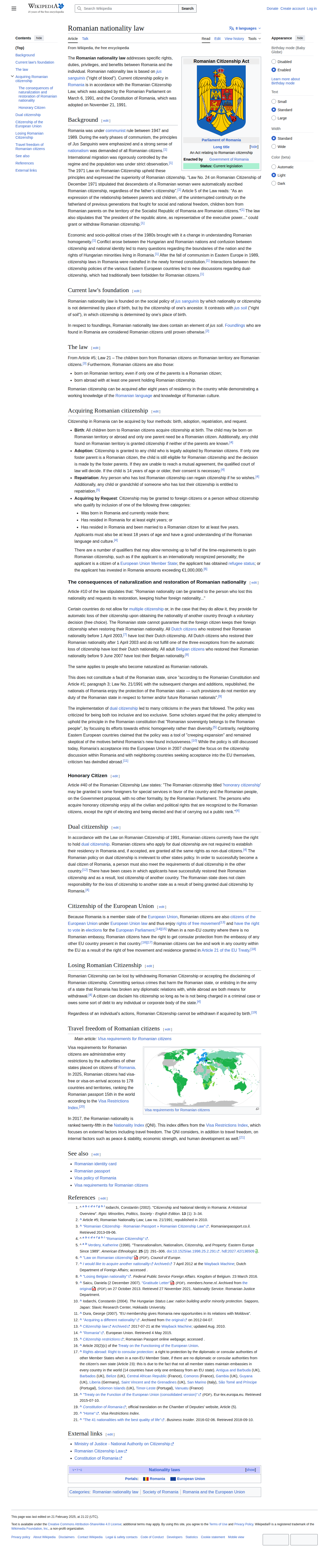 Romania Nationality Law