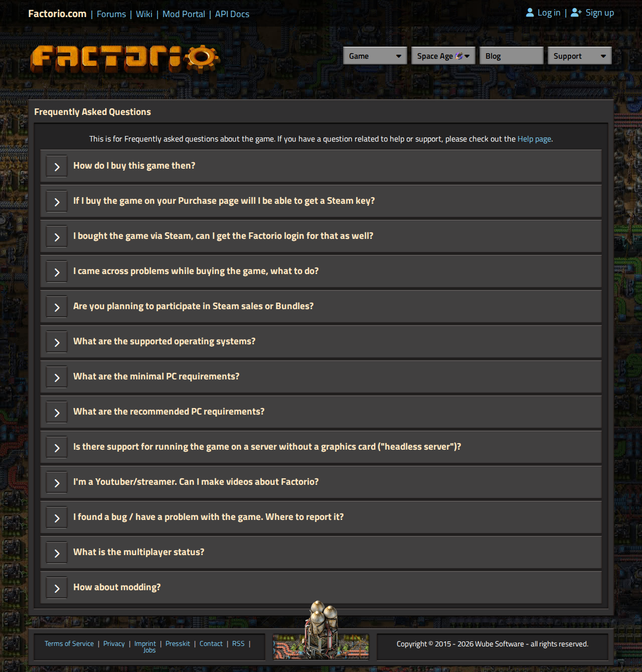 Factorio FAQ screenshot