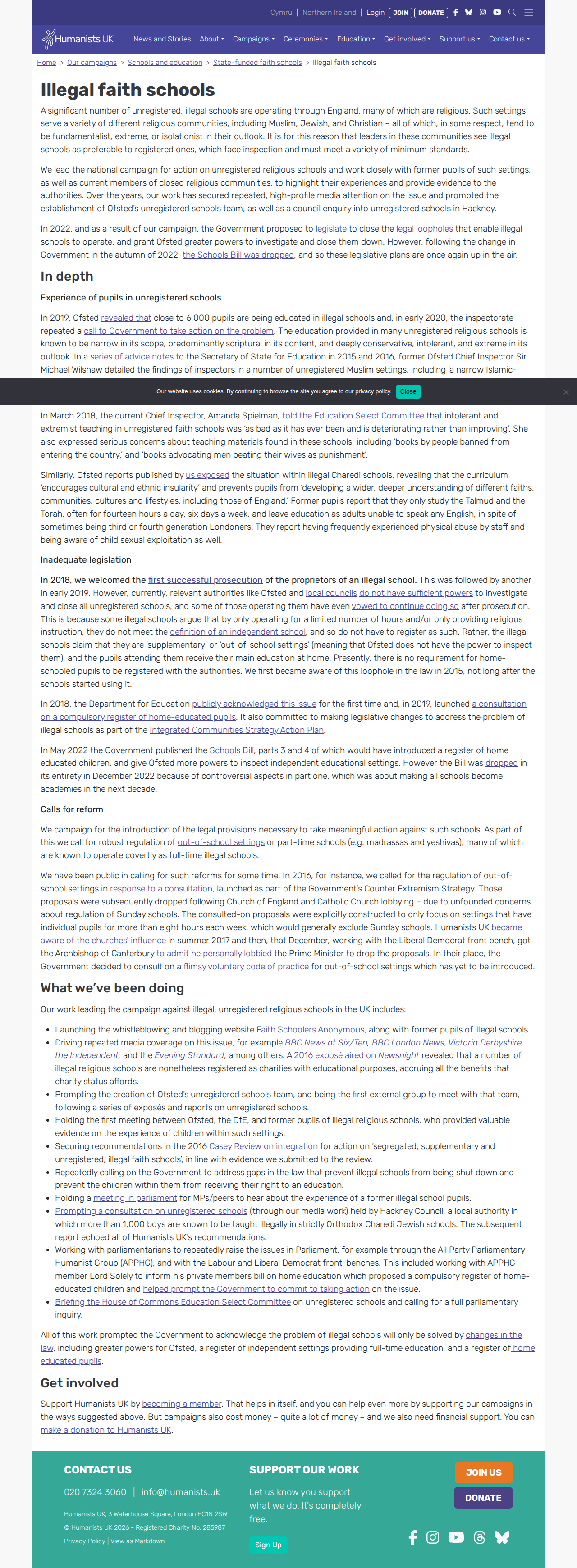 Humanists UK Illegal Faith Schools