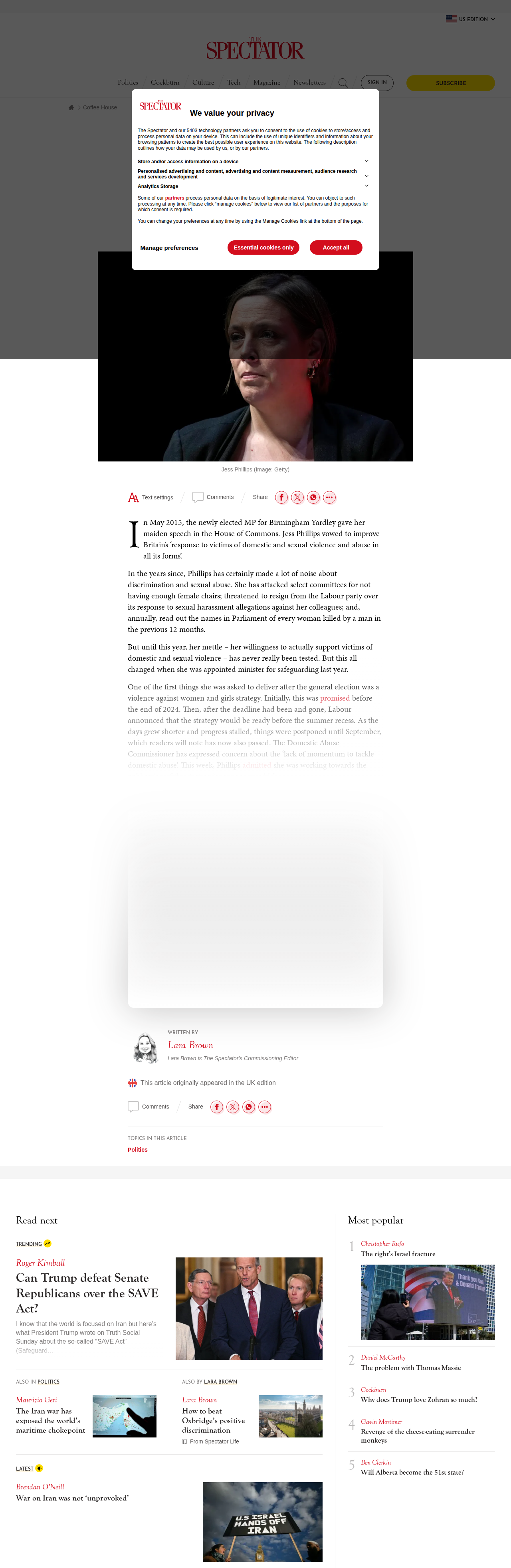 Spectator Jess Phillips Grooming Gangs