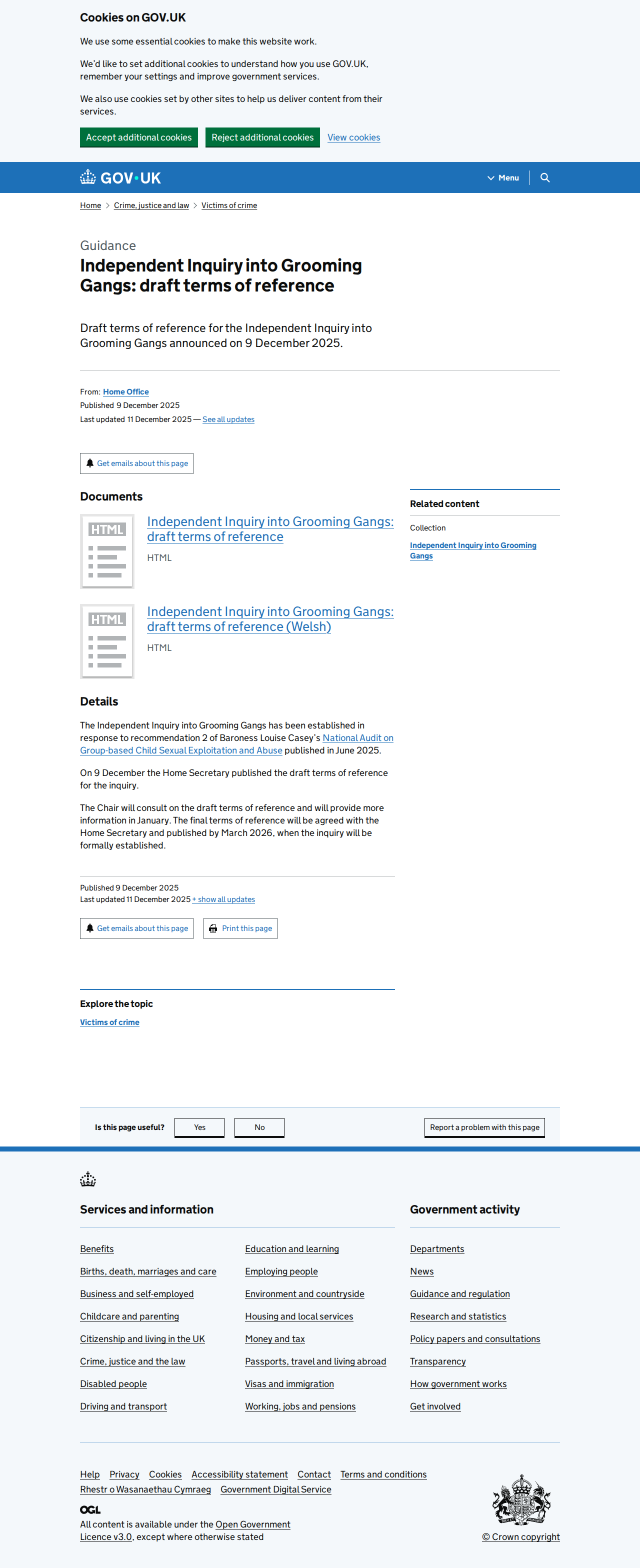 Independent Inquiry Terms of Reference 2026