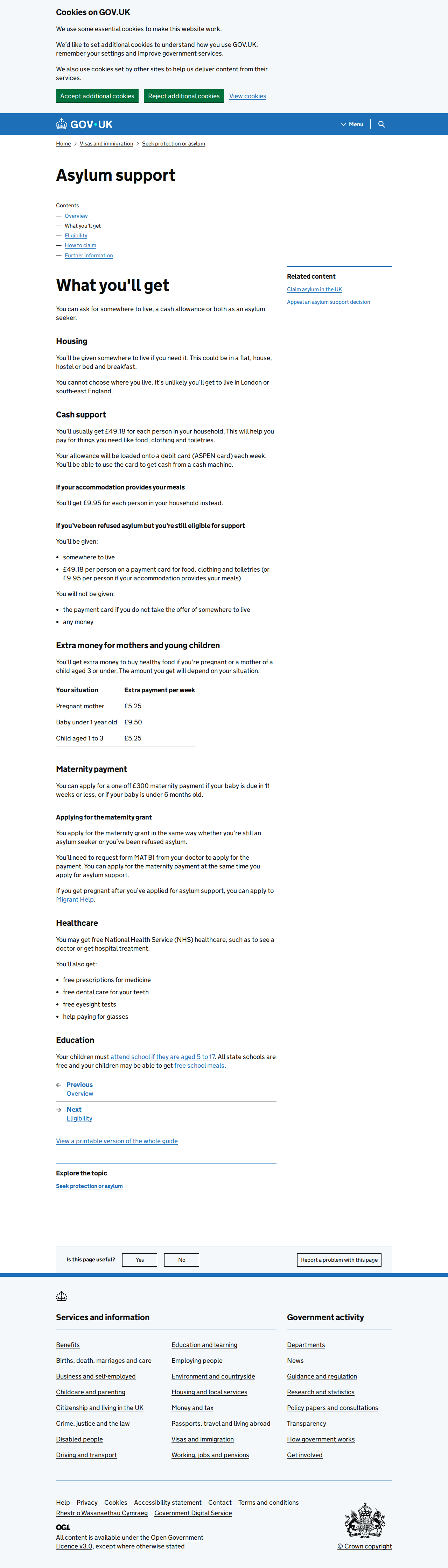 GOV.UK Asylum Support Rates