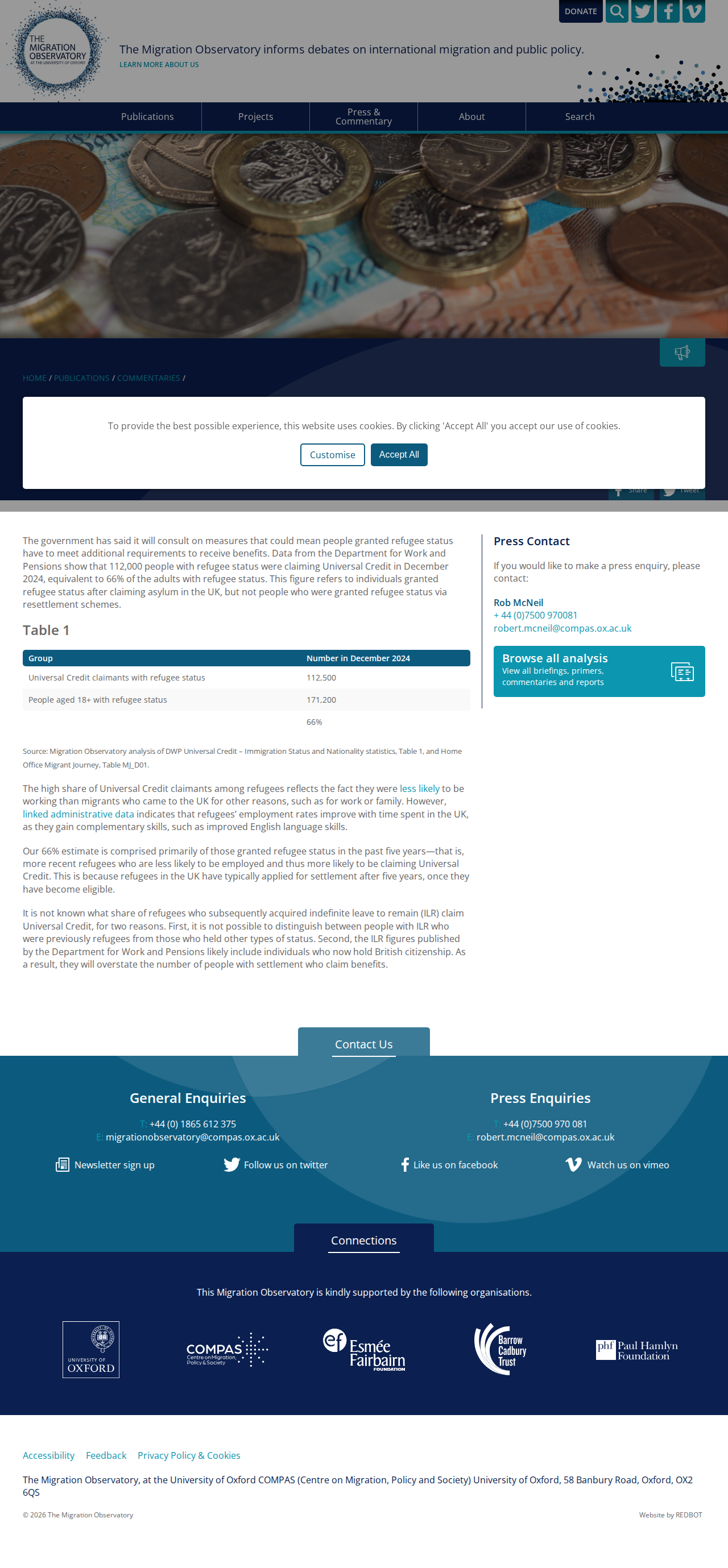 Migration Observatory Refugee Benefits