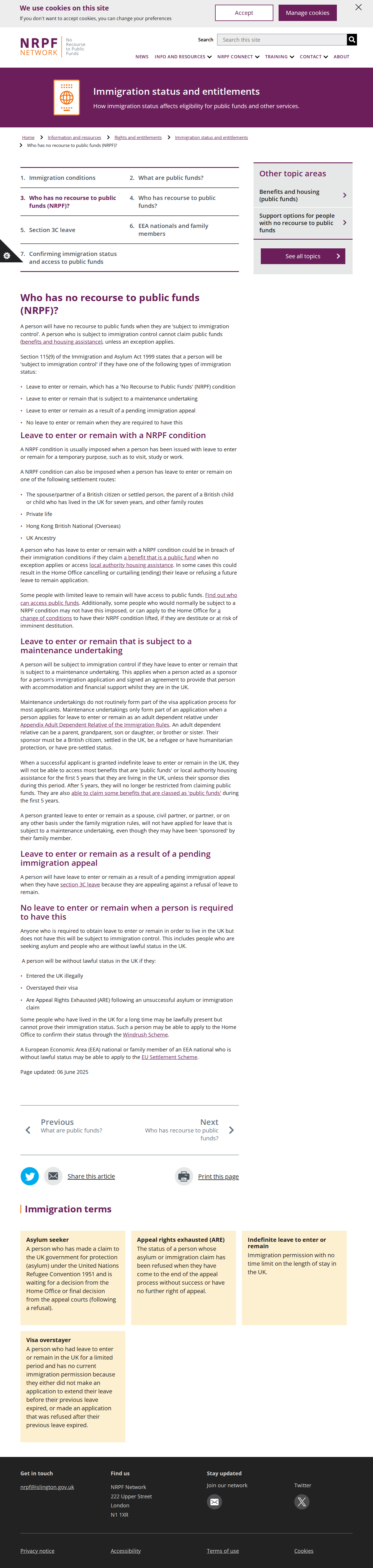 NRPF Network NRPF Definition