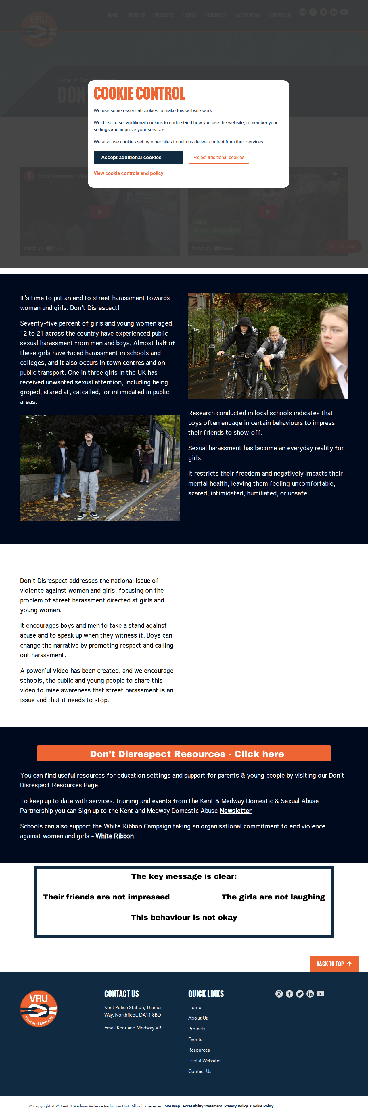 Kent and Medway VRU Don't Disrespect official campaign page