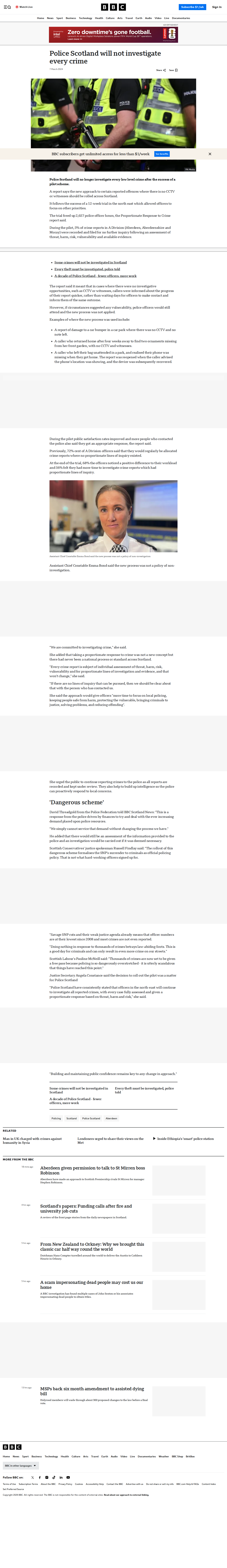 Police Scotland not investigating crimes