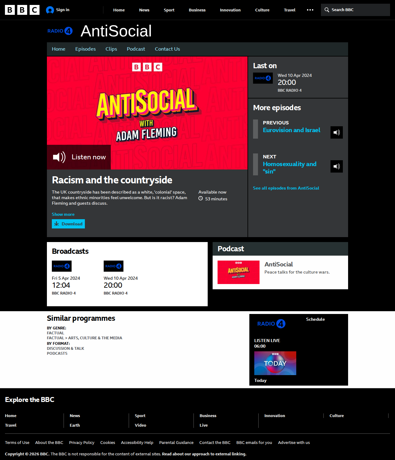 BBC AntiSocial programme describing UK countryside as colonial white space