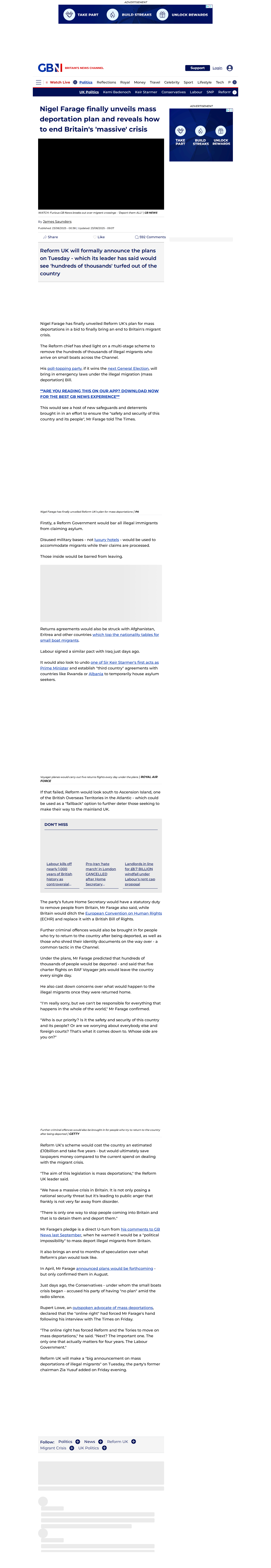 GB News - Farage mass deportation U-turn