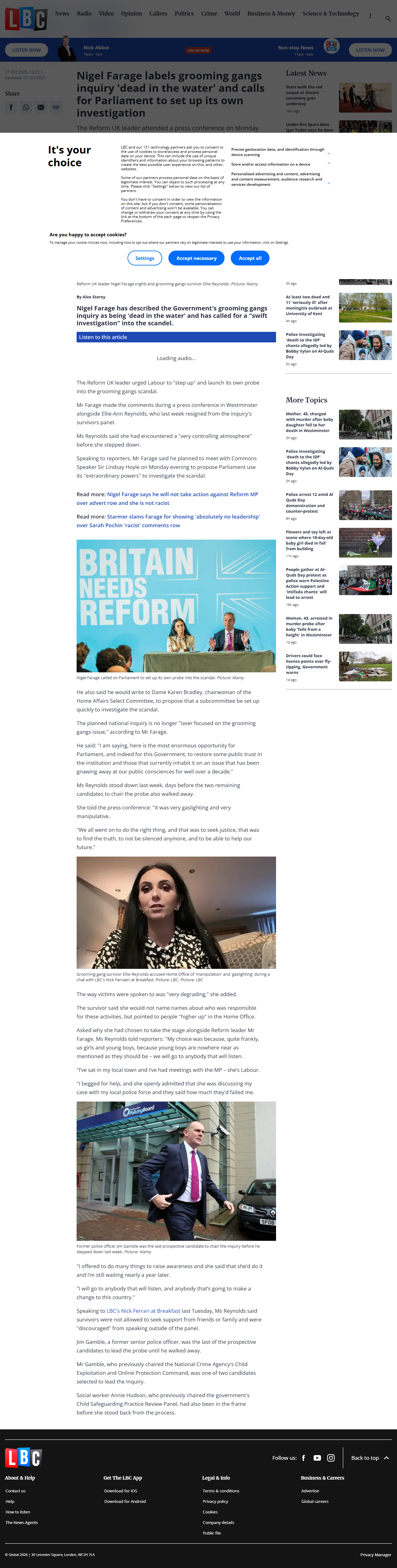 LBC - Farage dead in the water grooming gangs inquiry