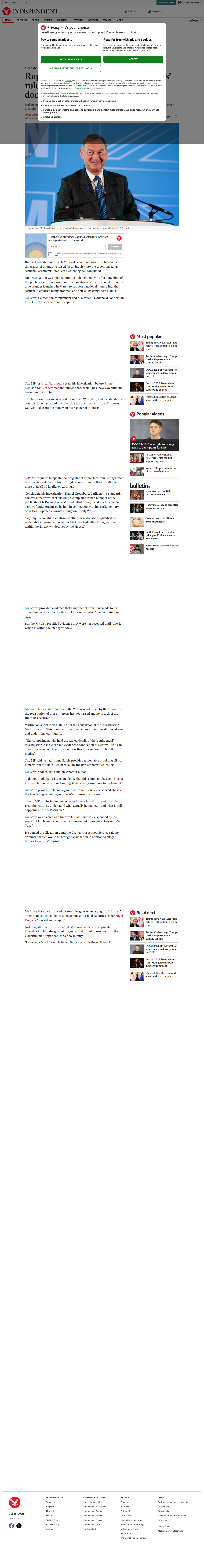 The Independent - Lowe crowdfunded grooming inquiry before government announcement