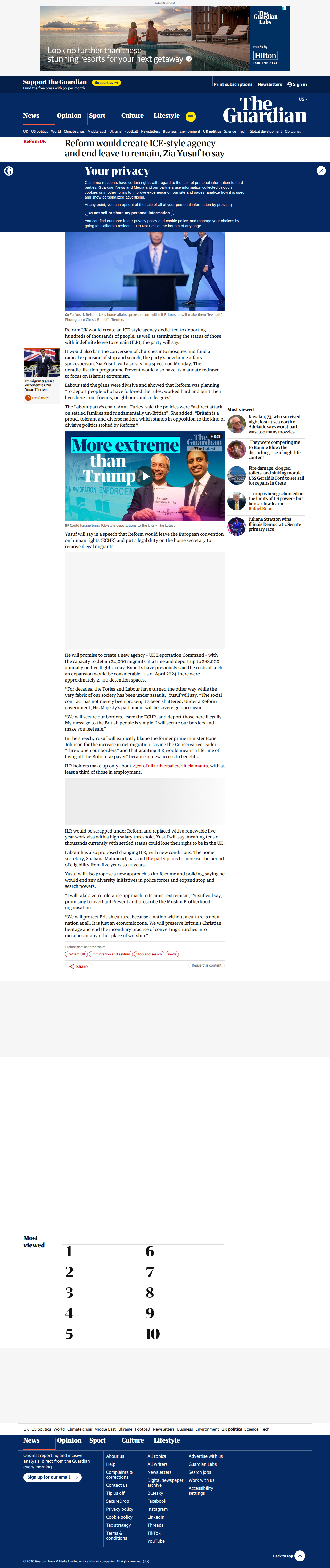 Guardian - Reform UK Deportation Command Zia Yusuf announcement