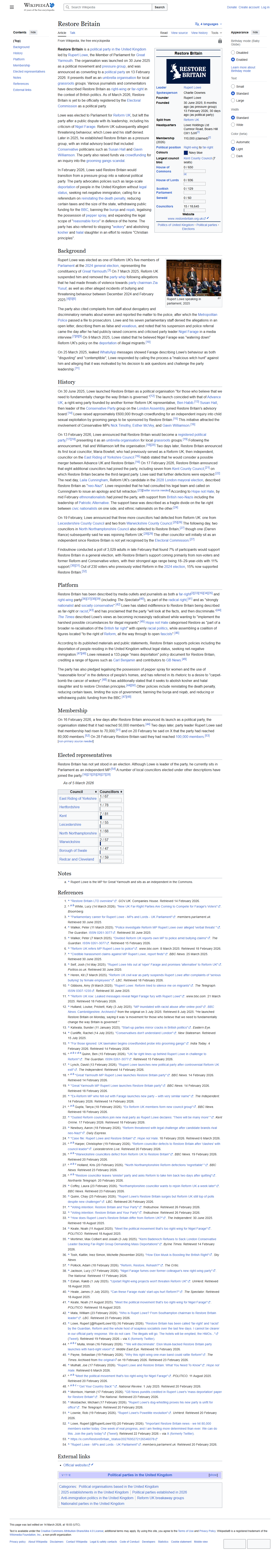 Wikipedia - Restore Britain