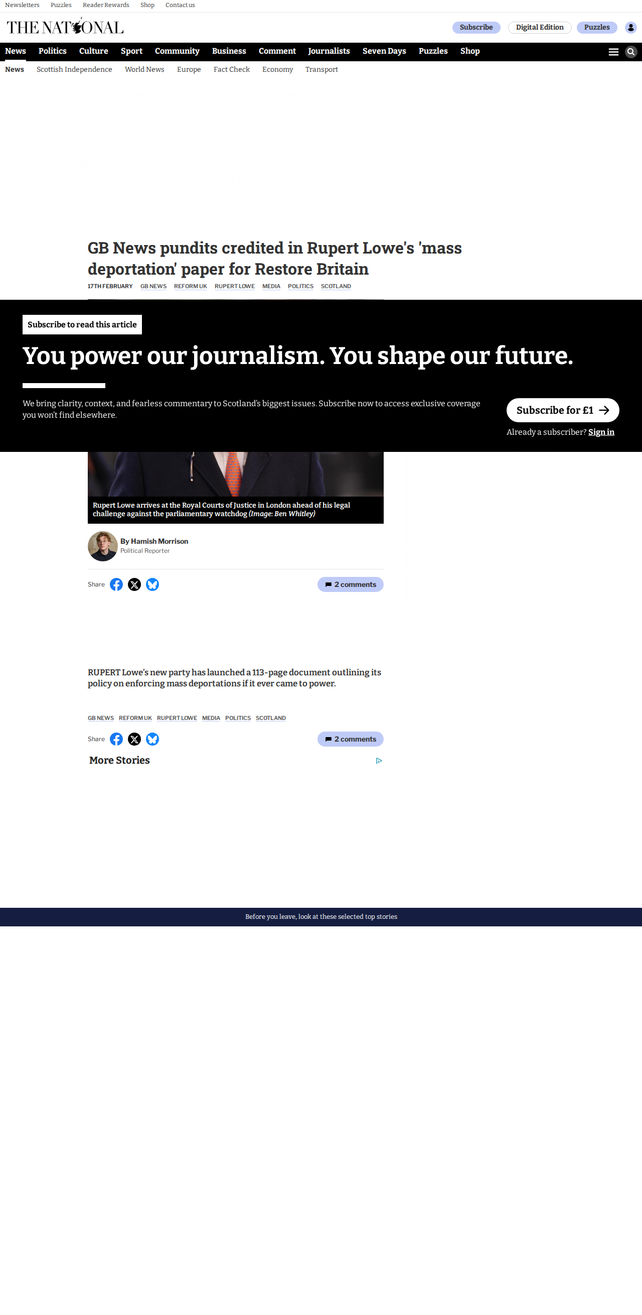 The National - Restore Britain 113-page policy