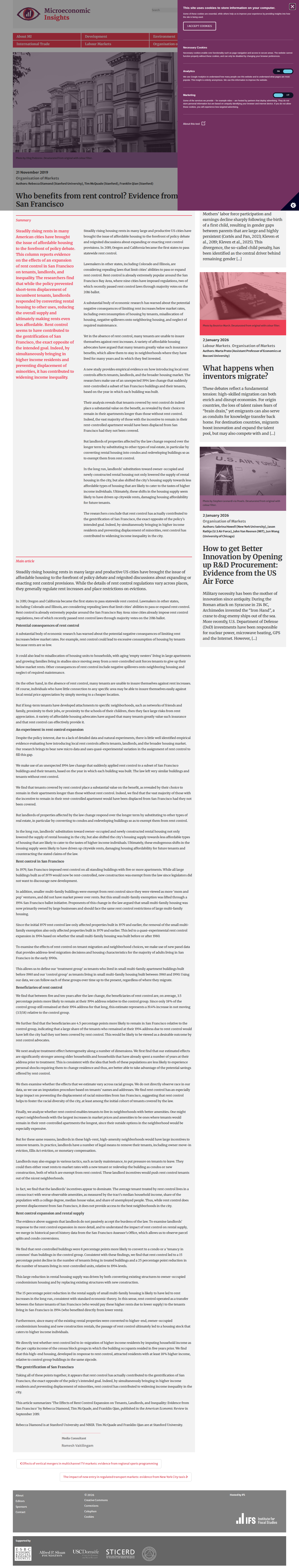 Microeconomic Insights — who benefits from rent control