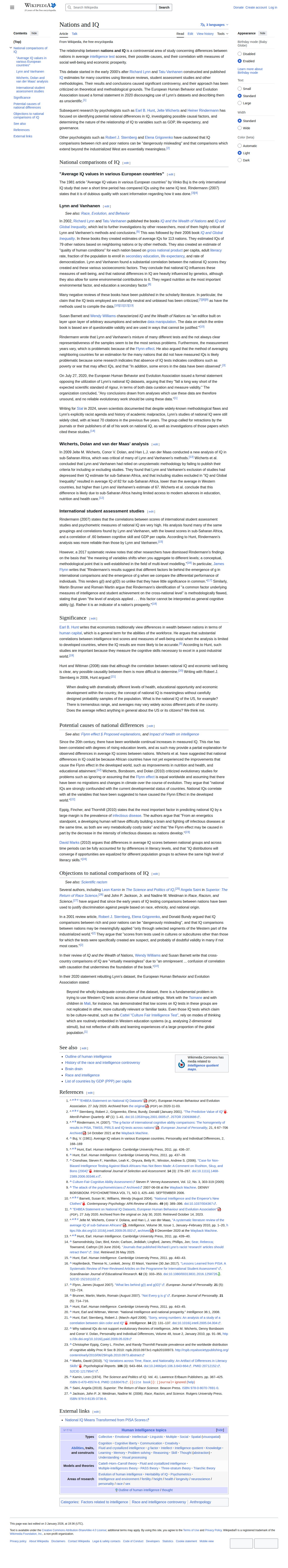 Nations and IQ Wikipedia