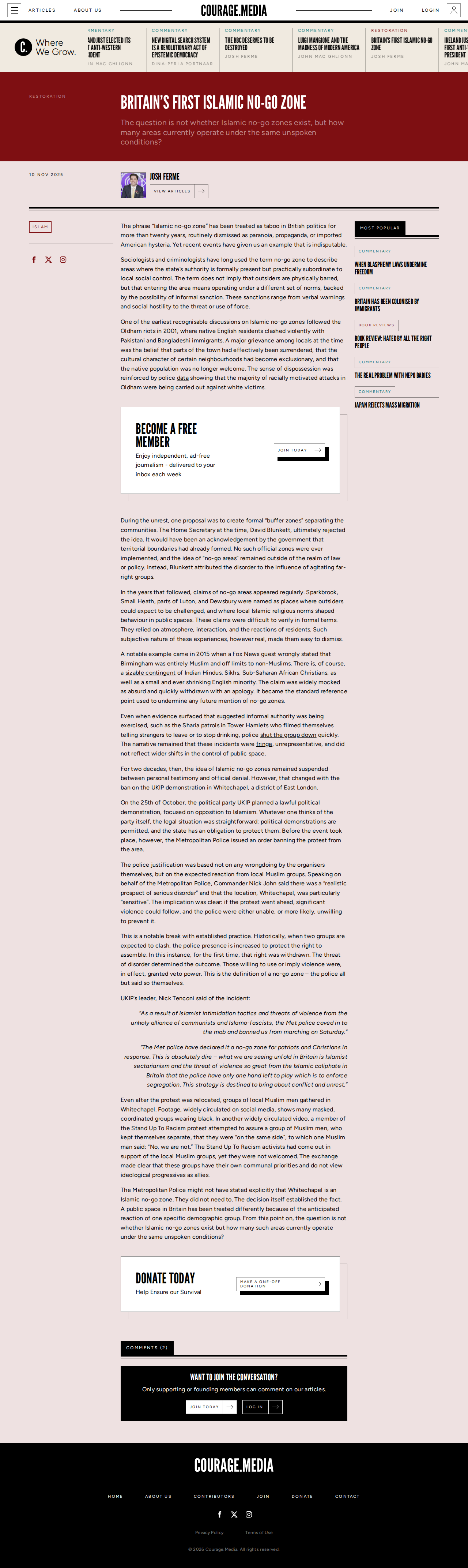 Courage Media no-go zone analysis