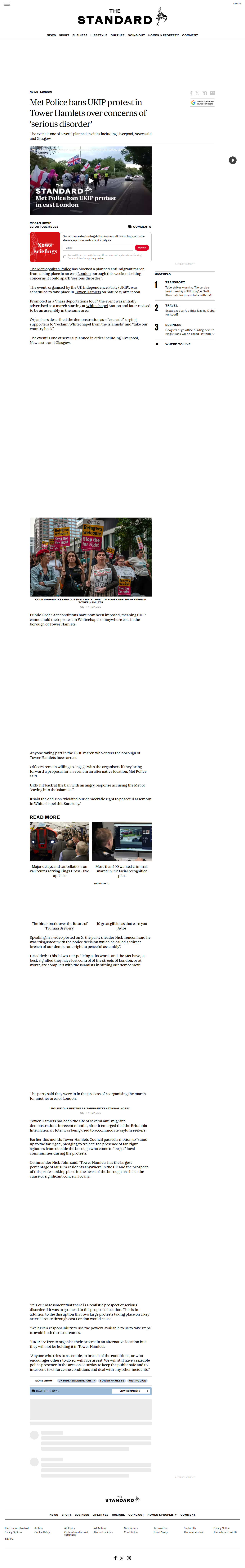 Evening Standard UKIP ban