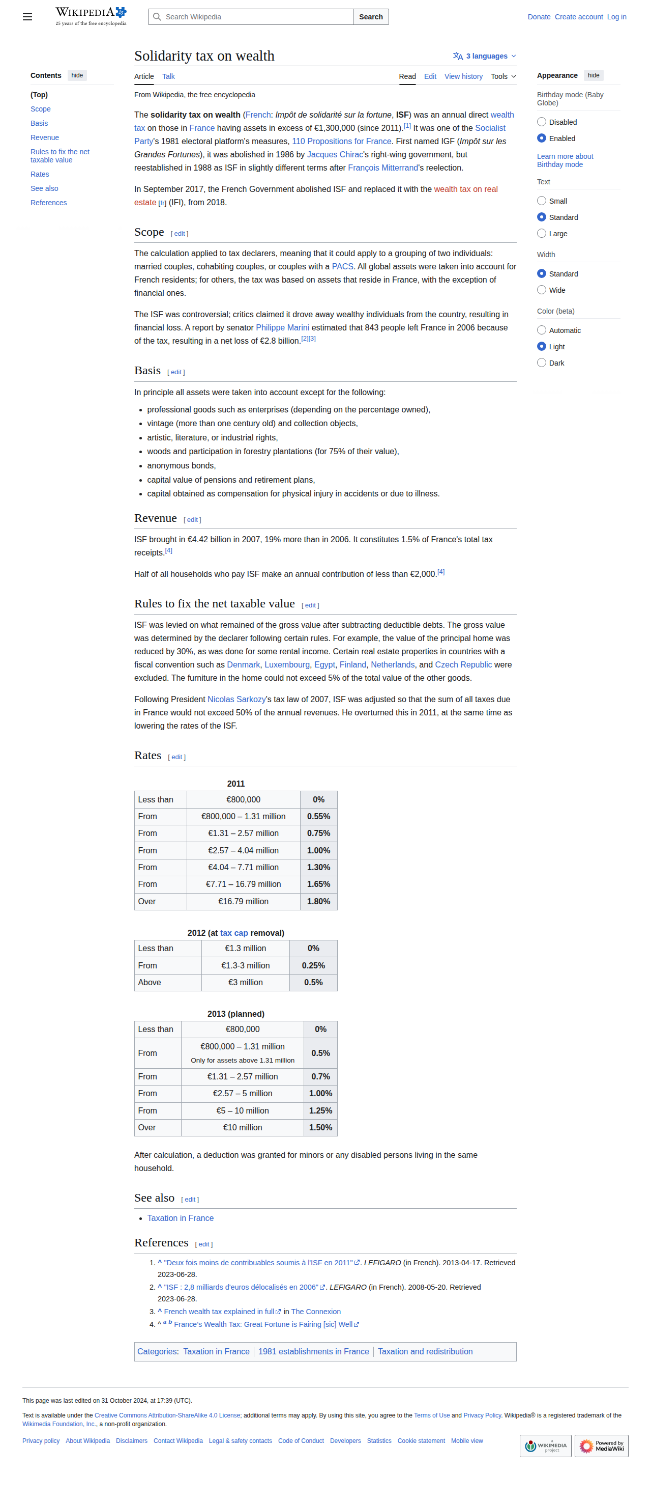 Wikipedia ISF